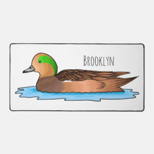 American wigeon bird cartoon illustration  desk mat