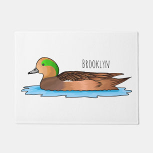 American wigeon bird cartoon illustration doormat