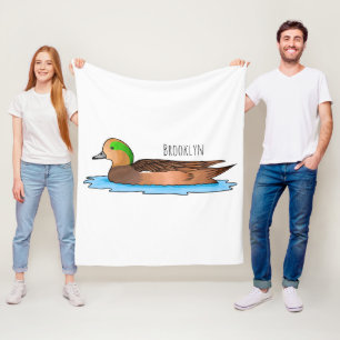 American wigeon bird cartoon illustration fleece blanket
