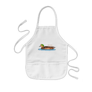 American wigeon bird cartoon illustration  kids apron