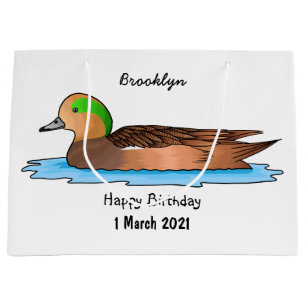 American wigeon bird cartoon illustration large gift bag