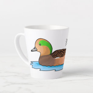 American wigeon bird cartoon illustration  latte mug