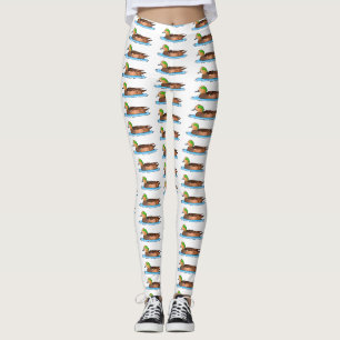 American wigeon bird cartoon illustration leggings