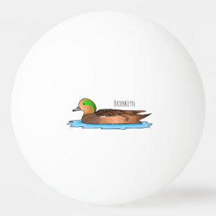 American wigeon bird cartoon illustration ping pong ball