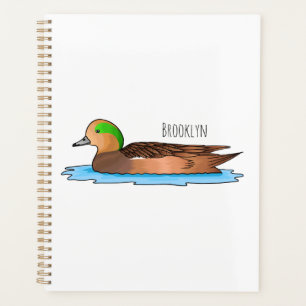 American wigeon bird cartoon illustration planner
