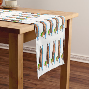 American wigeon bird cartoon illustration short table runner