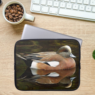 American Wigeon Duck on Pond Laptop Sleeve