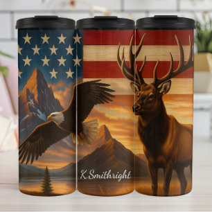 American Wilderness Patriotic Wildlife Scene Thermal Tumbler