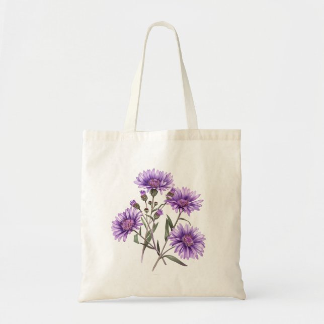 American Wildflower New England Aster Flower Tote  (Front)