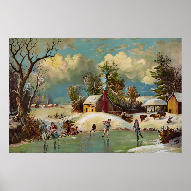 American Winter Life Christmas Scene Poster (Front)