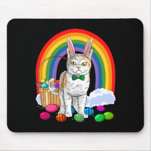 American Wirehair Cat Easter Eggs Bunny Mouse Pad