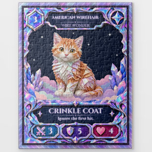American Wirehair Cat, Rainbow Foil Art Jigsaw Puzzle