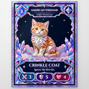 American Wirehair Cat, Rainbow Foil Art Postcard