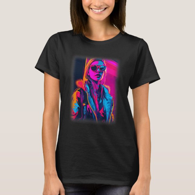 American Woman Aesthetics Cool Rave Techno Girl Re T-Shirt (Front)