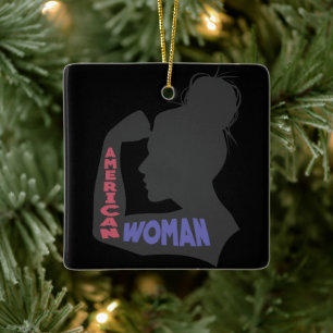 American Woman dark grey Ceramic Ornament