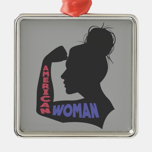 American Woman dark grey Metal Ornament (Front)