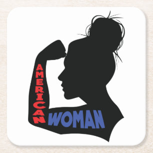 American Woman Square Paper Coaster