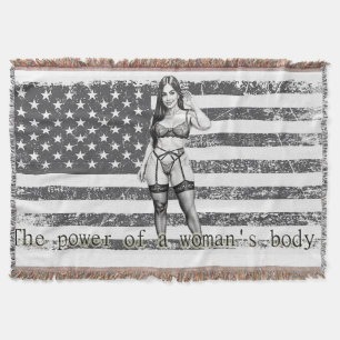 American woman throw blanket