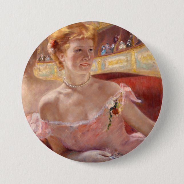 American Woman with a Pearl Necklace & Pink Dress 7.5 Cm Round Badge (Front)