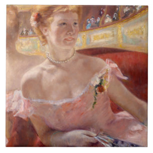 American Woman with a Pearl Necklace & Pink Dress Ceramic Tile