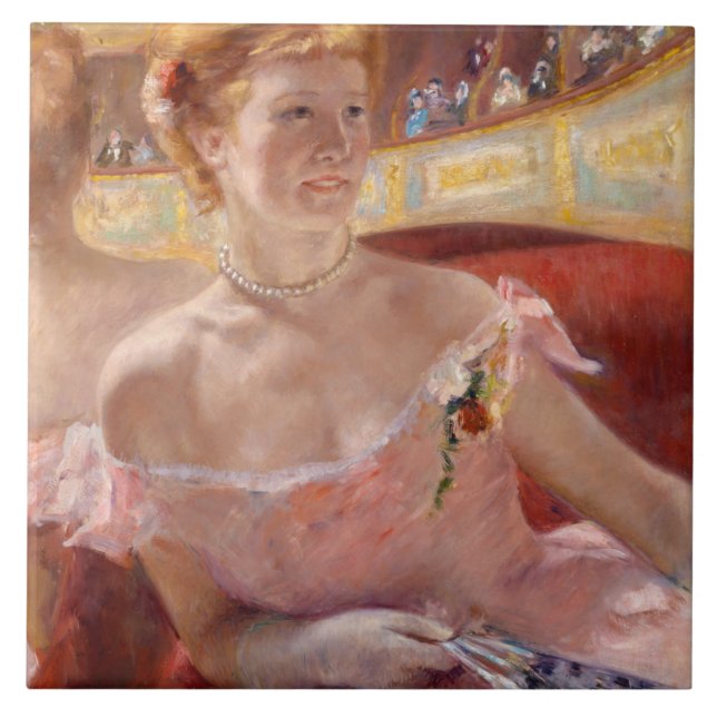 American Woman with a Pearl Necklace & Pink Dress Ceramic Tile (Front)