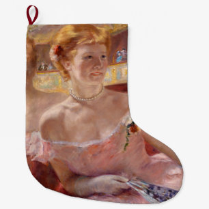 American Woman with a Pearl Necklace & Pink Dress Large Christmas Stocking