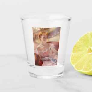 American Woman with a Pearl Necklace & Pink Dress Shot Glass