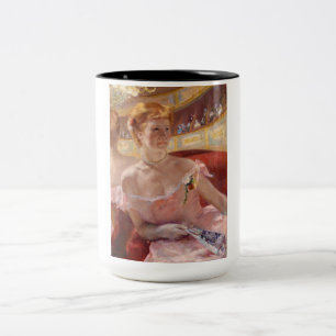 American Woman with a Pearl Necklace & Pink Dress Two-Tone Coffee Mug