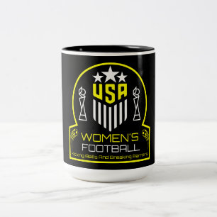 American Women's Soccer Football Two-Tone Coffee Mug