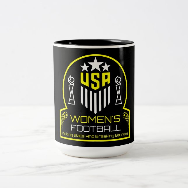 American Women's Soccer Football Two-Tone Coffee Mug (Center)