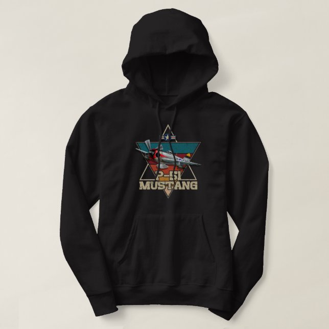 American World War 2 P-51 Mustang Fighter Airplane Hoodie (Design Front)