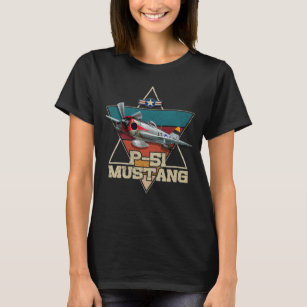 American World War 2 P-51 Mustang Fighter Airplane T-Shirt