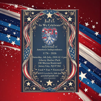Americana 250 Anniversary Stars and Stripes Party Invitation