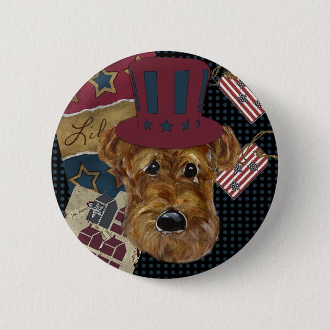 AMERICANA AIREDALE 6 CM ROUND BADGE (Front)