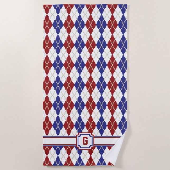 Americana Argyle Beach Towel (Front)