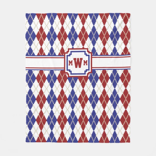 Americana Argyle Fleece Blanket (Front)