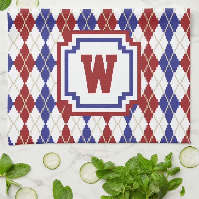 Americana Argyle Kitchen Towel (Folded)