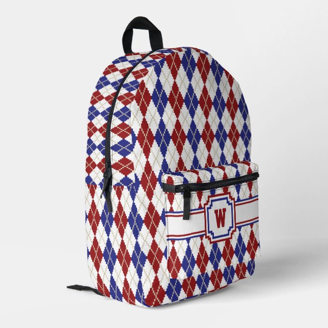 Americana Argyle Printed Backpack (Back Corner Left)