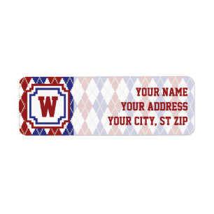 Americana Argyle Return Address Label