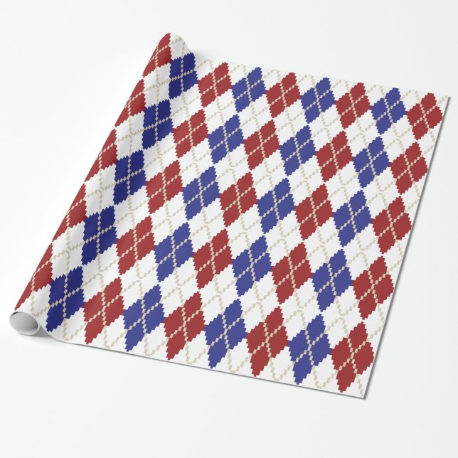 Americana Argyle Wrapping Paper (Unrolled)