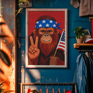 Americana Bigfoot Wall Art Poster Print