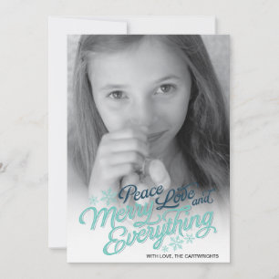 Americana Blue Ribbon Script Holiday Photo Card