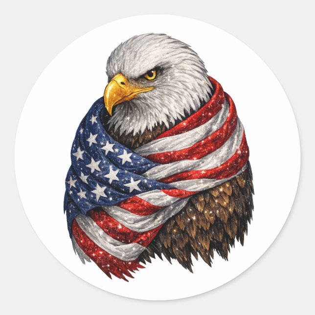 Americana Eagle Flag Classic Round Sticker (Front)