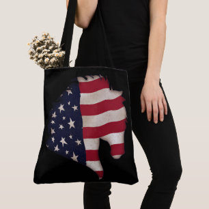 Americana Flag Horse Head Silhouette Tote Bag
