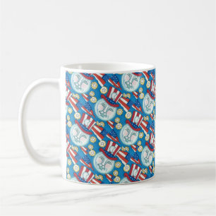 AMERICANA FOLK ART PATRIOTIC MAN IN THE MOON COFFEE MUG