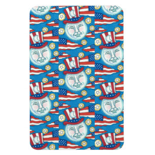 AMERICANA FOLK ART PATRIOTIC MAN IN THE MOON MAGNET