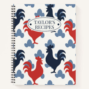Americana Folk Art Roosters – Rustic Farm Recipe Notebook