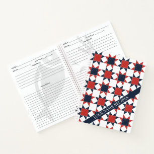 Americana Folk Art Star Quilt Pattern Recipe Notebook