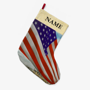 Americana - Fort Hood TX - Unfolding the flag 1944 Large Christmas Stocking
