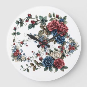 Americana Garden Patriot Roses Large Clock